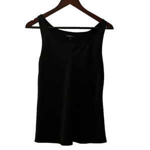 Black Tank Top with Scoop Neck and Wide Straps